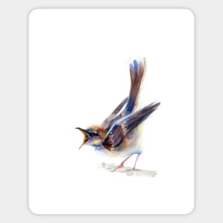 Angry sparrow watercolor bird print Sticker